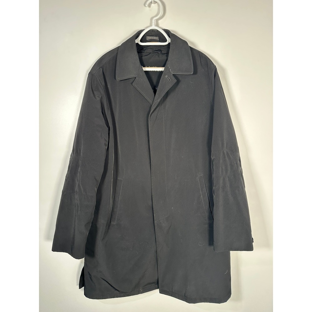 Calvin Klein Black Car Coat Zip‎ Out Quilted Liner Minimalist Jacket Size 44L